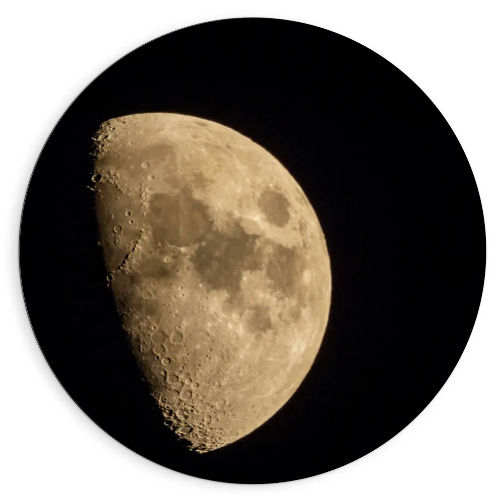 Dibond Muurcirkel - Maan - Half - Nacht - Donker