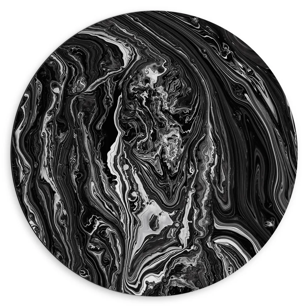 Dibond Muurcirkel - Print van Marmer van Zwart-Wit