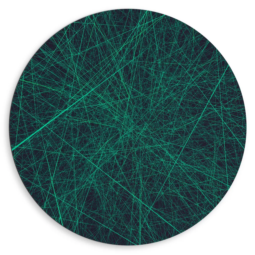 Dibond Muurcirkel - Geometrische Groenkleurigee Lijnen