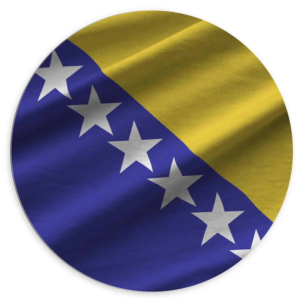 Dibond Muurcirkel - Rimpelige Vlag van Bosnië