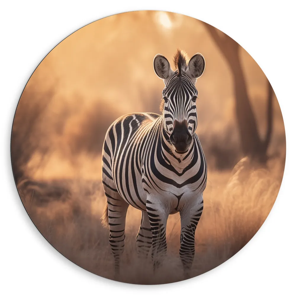Dibond Muurcirkel - Dier - Zebra - Bos - Wild