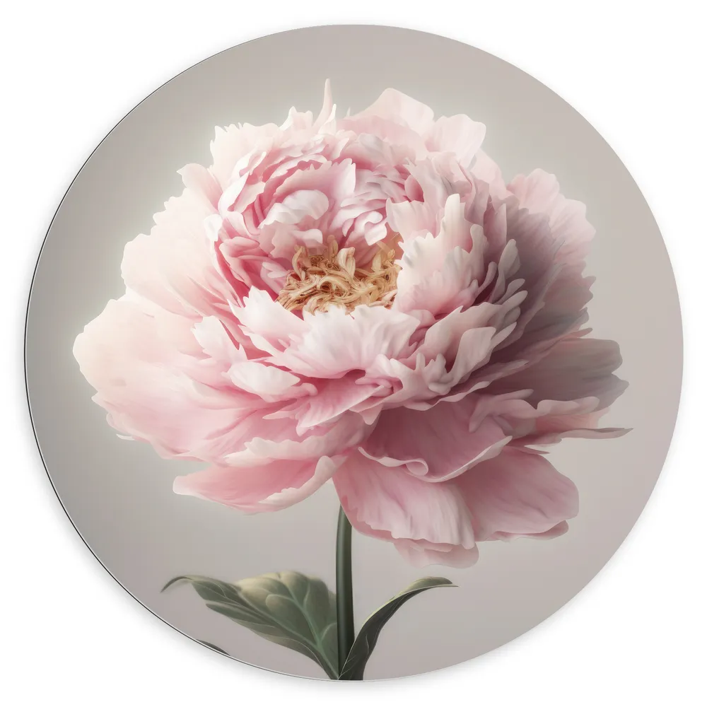 Dibond Muurcirkel - Roze Pioenroos