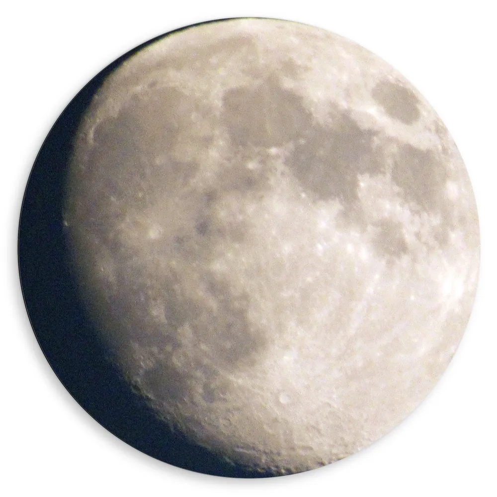 Dibond Muurcirkel - Bijna Volle Maan in Blauwe Lucht