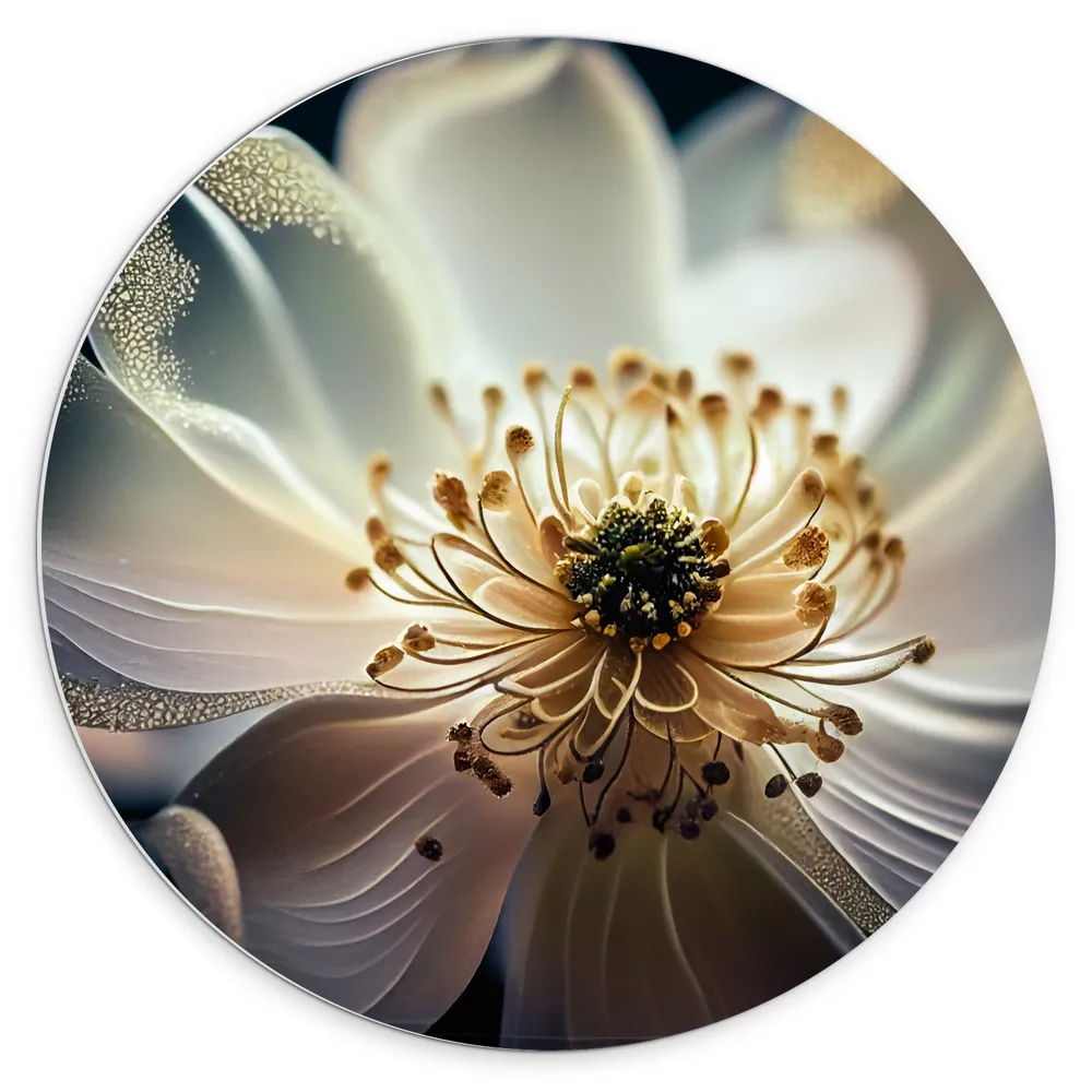 Dibond Muurcirkel - Close-up van Anemoon Bloeiende Bloem