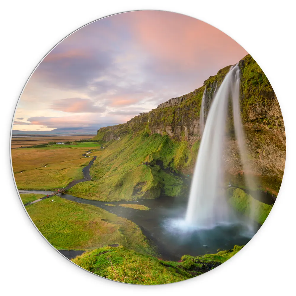 Dibond Muurcirkel - Watervallen in het Landschap