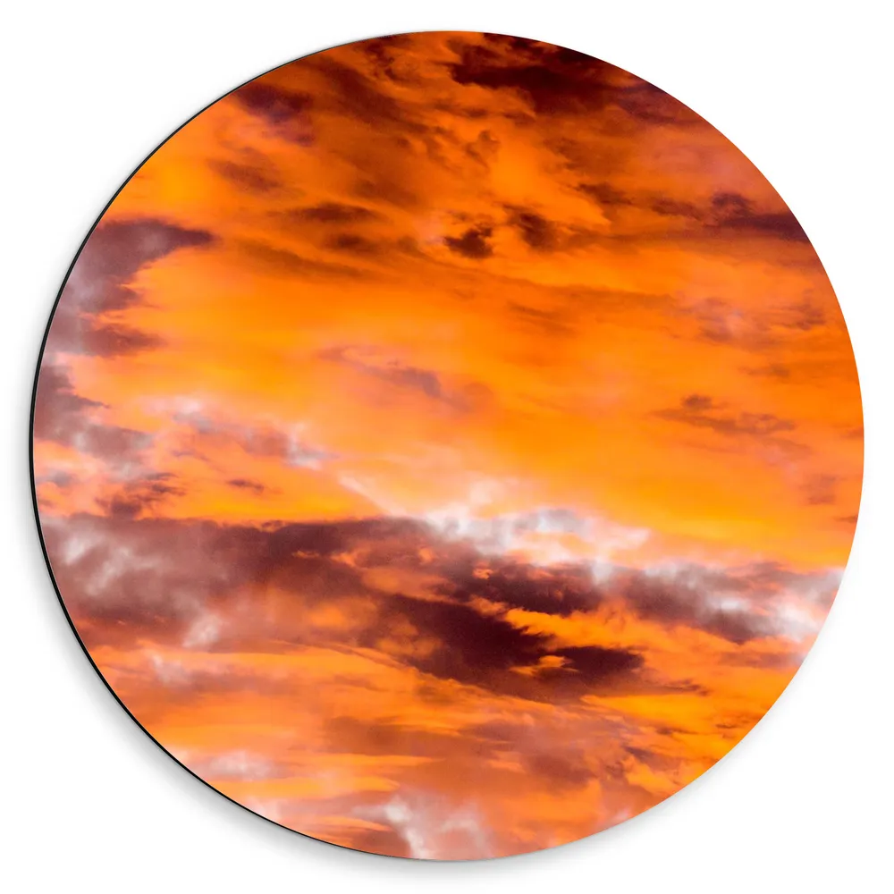 Dibond Muurcirkel - Kleurrijke Lucht door Zonsondergang
