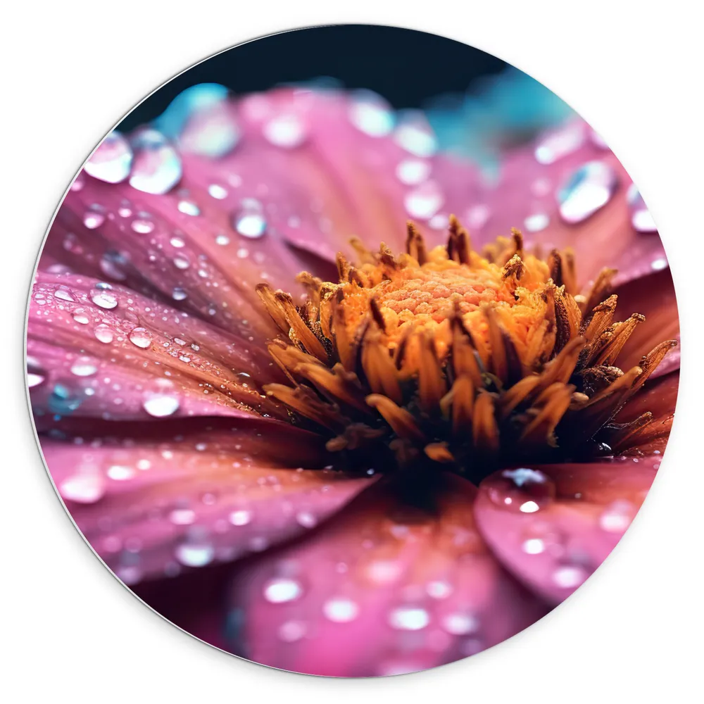 Dibond Muurcirkel - Bloem - Duppels - Closeup