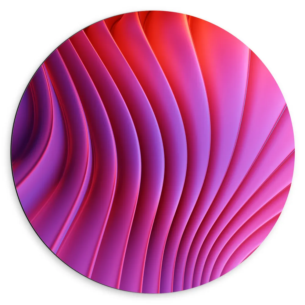 Dibond Muurcirkel - Roze en Oranje 3D Vormen