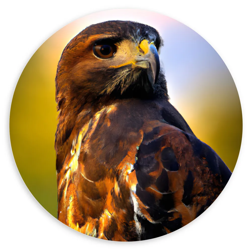 Dibond Muurcirkel - Poserende Roodstaartbuizerd Vogel