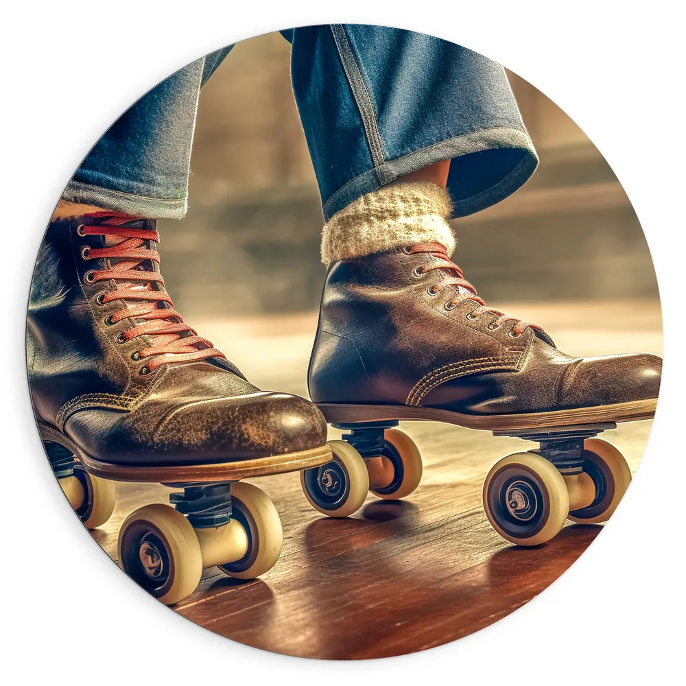 Dibond Muurcirkel - Rolschaatsen - Wieltjes