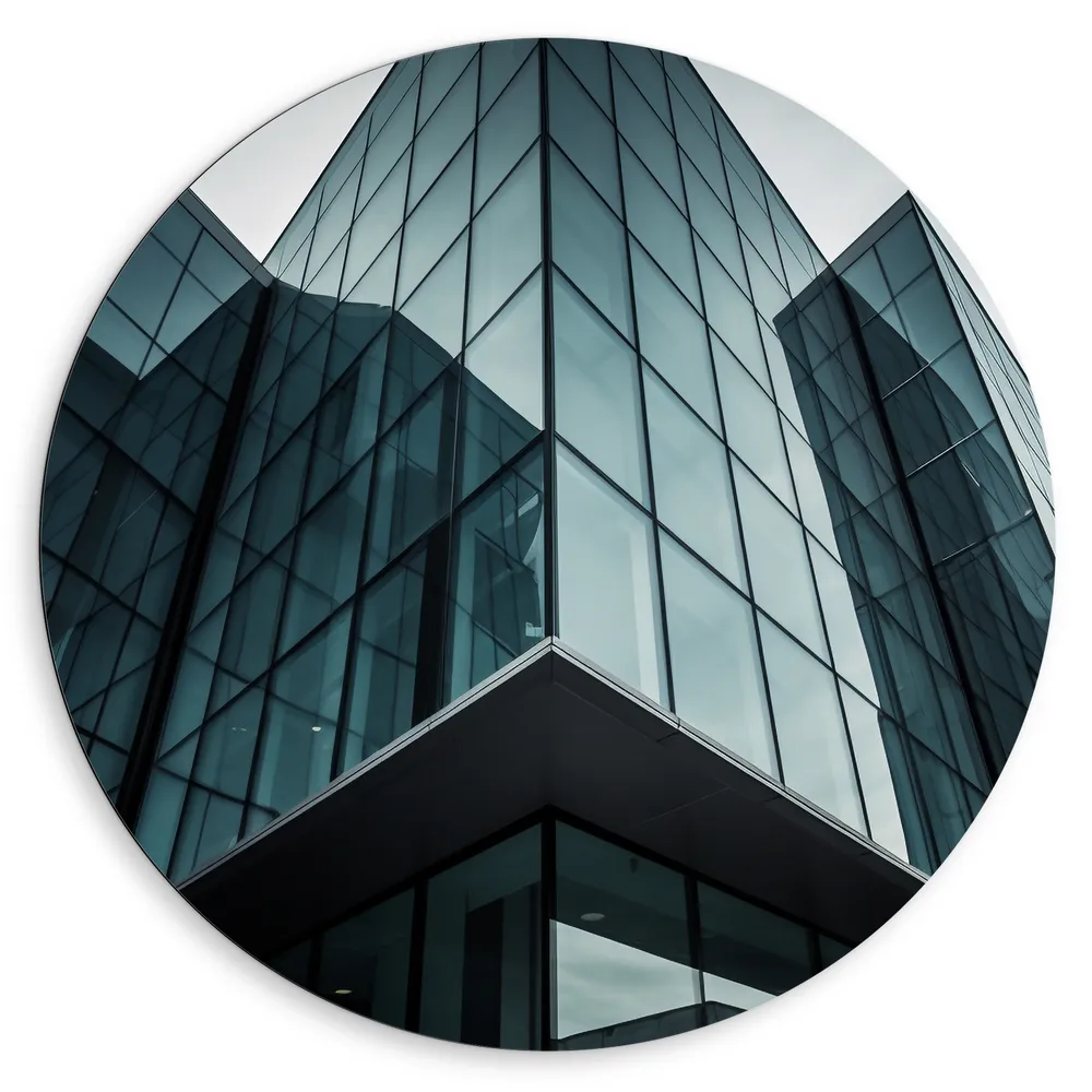 Dibond Muurcirkel - Gebouw - Donker