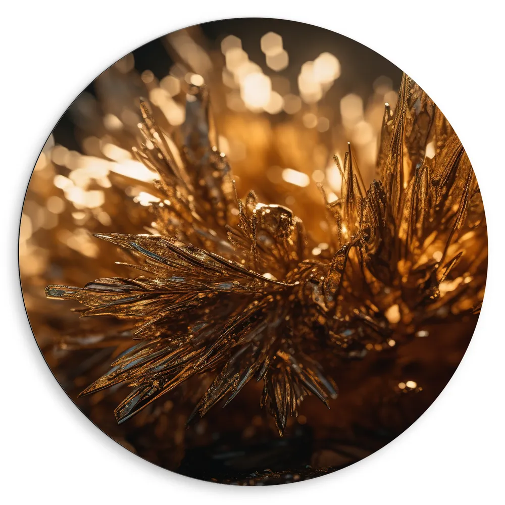 Dibond Muurcirkel - Kristal - Goud