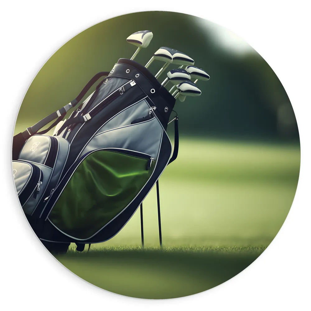 Dibond Muurcirkel - Golf - Tas - Clubs - Gras - Sport