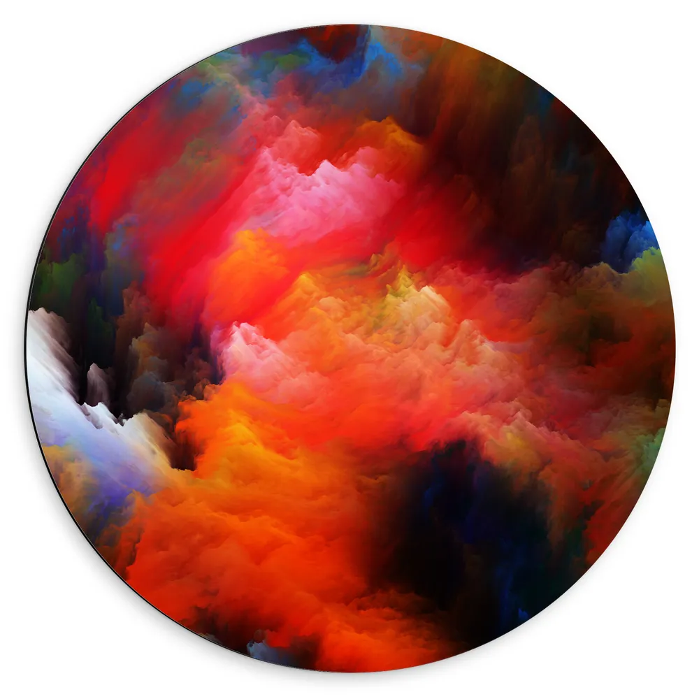Dibond Muurcirkel - Wolken van Verschillende Kleuren van de Regenboog