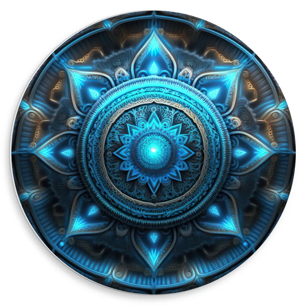 Dibond Muurcirkel - Mandala - Blauw - Rond