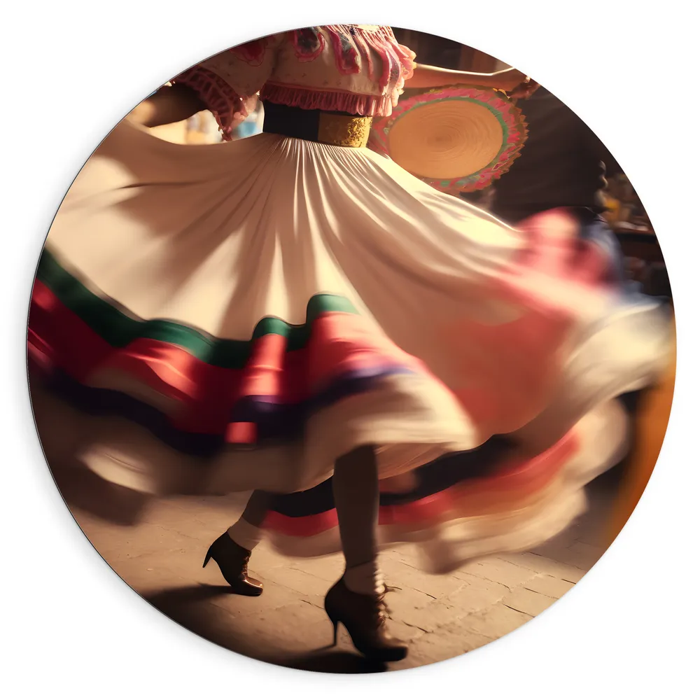 Dibond Muurcirkel - Danseres - Jurk - Cultuur - Kleuren